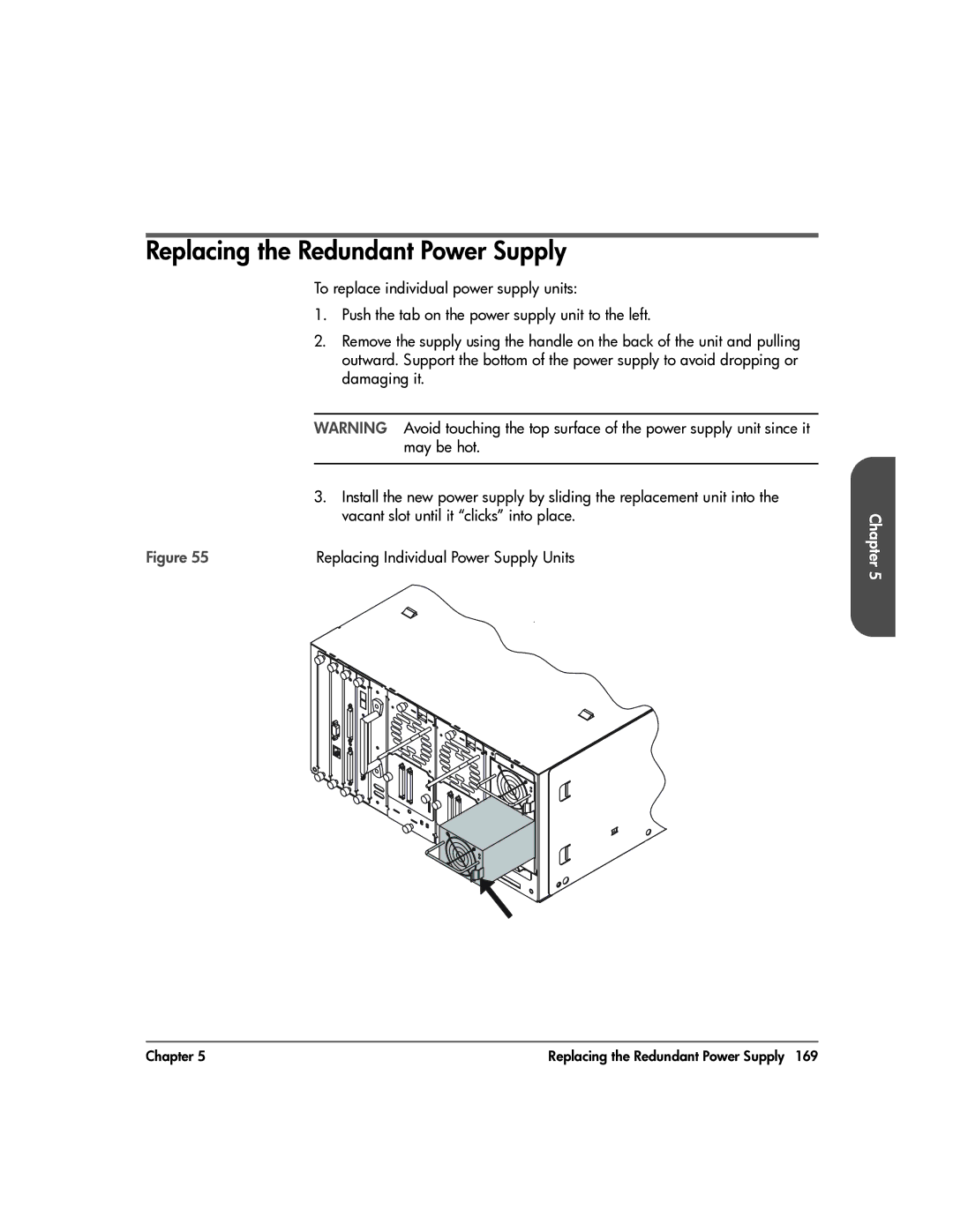 HP 20-Feb manual Replacing the Redundant Power Supply 