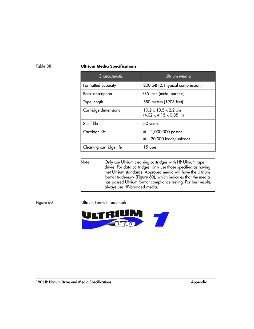 HP 20-Feb manual Characteristic Ultrium Media, Always use HP-branded media, Ultrium Format Trademark 