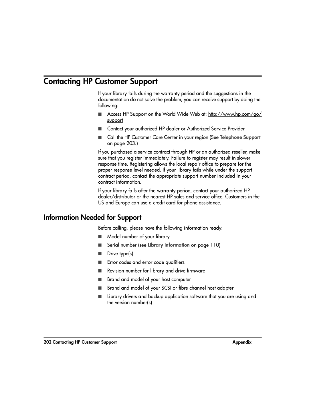 HP 20-Feb manual Contacting HP Customer Support, Information Needed for Support 