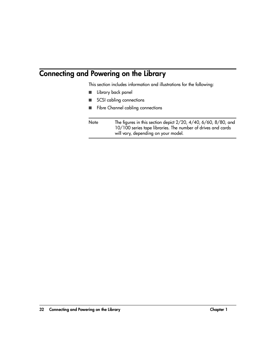 HP 20-Feb manual Connecting and Powering on the Library 