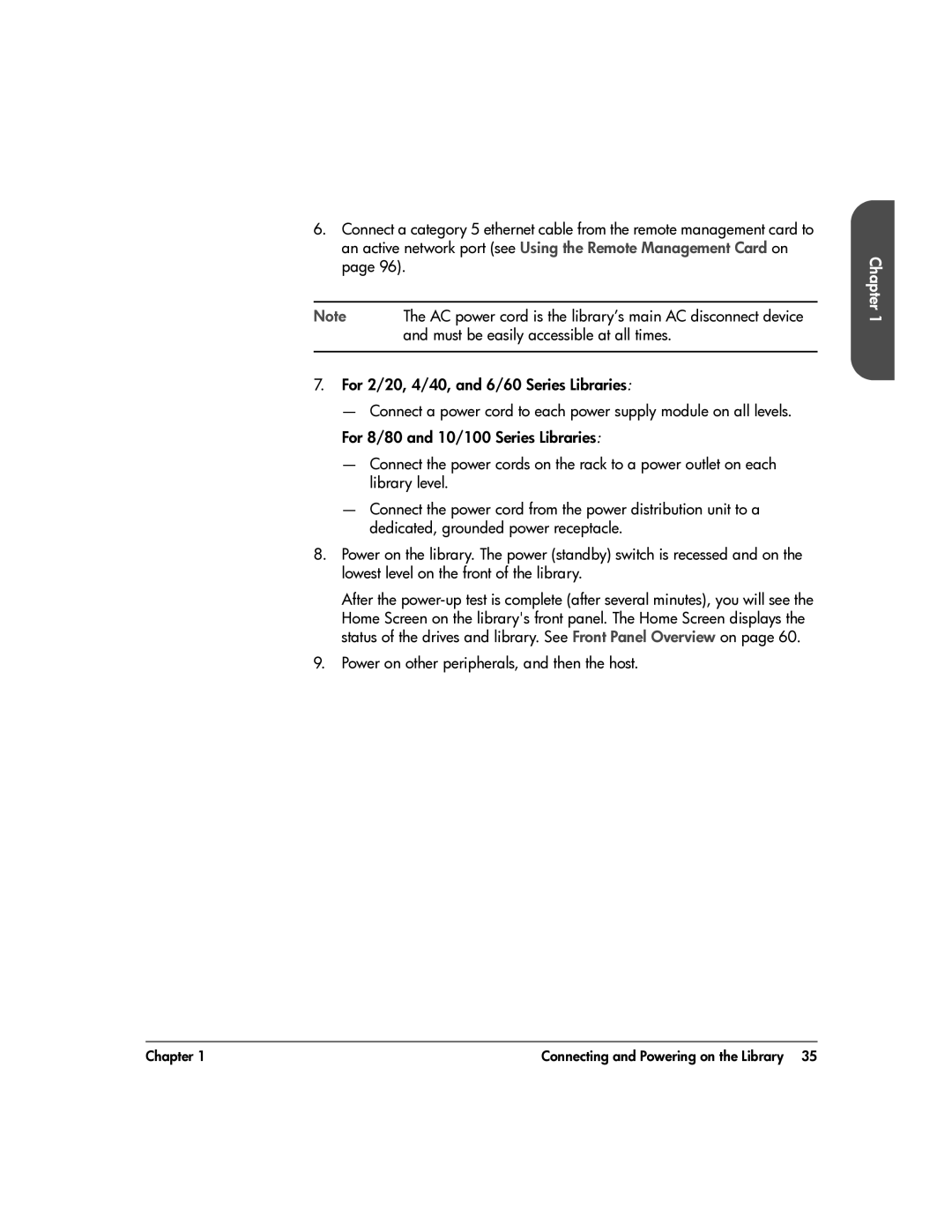 HP 20-Feb manual Must be easily accessible at all times, Power on other peripherals, and then the host 