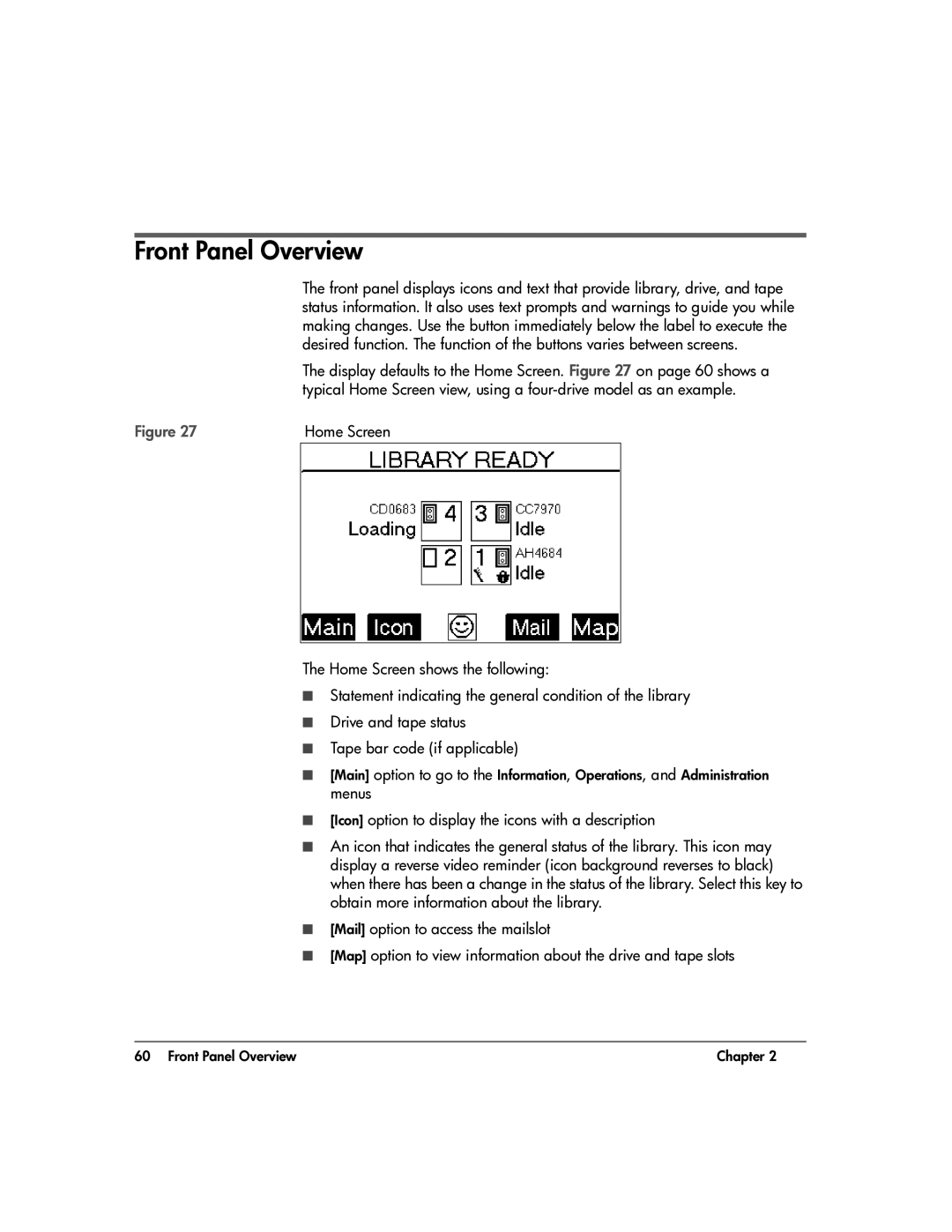 HP 20-Feb manual Front Panel Overview, Home Screen 