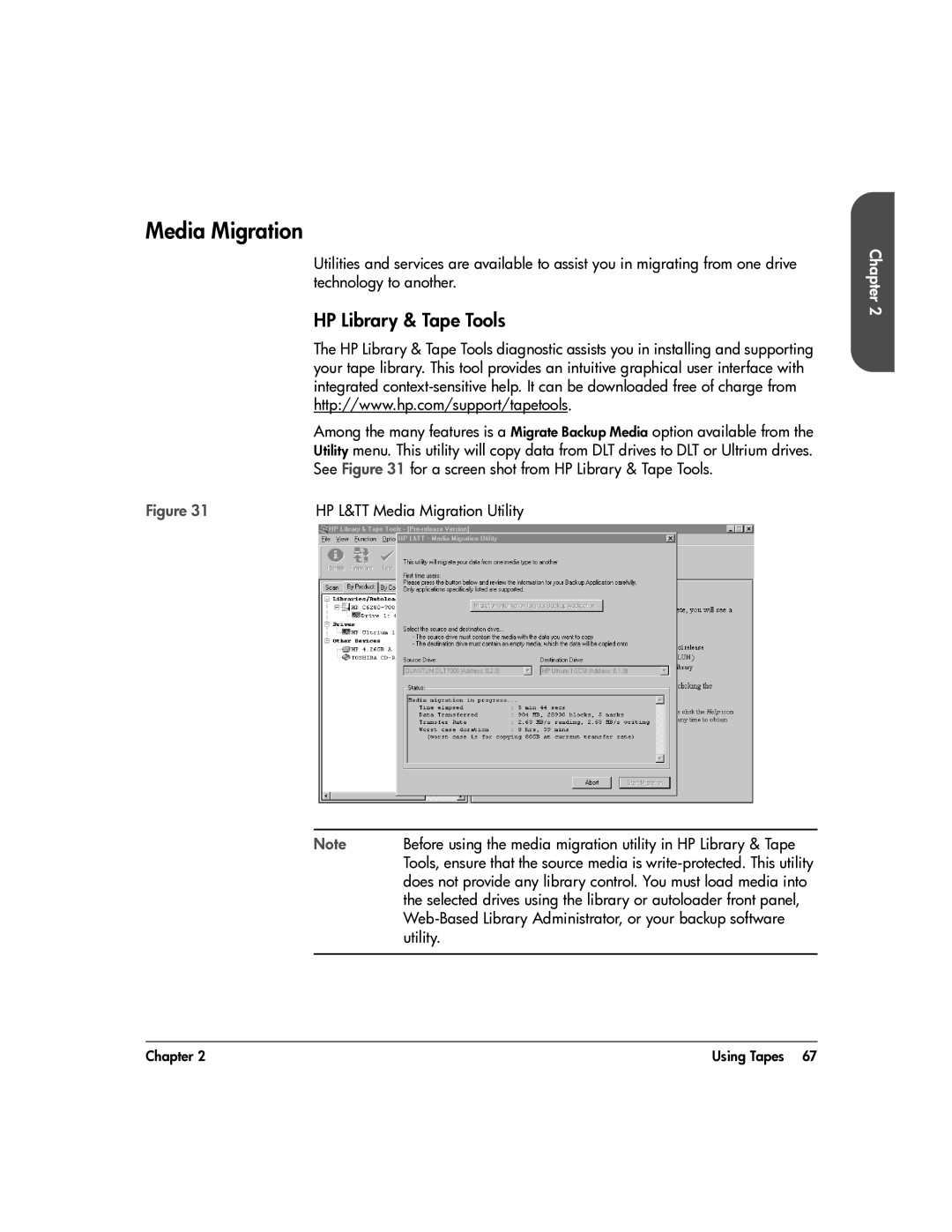 HP 20-Feb Media Migration, HP Library & Tape Tools, Selected drives using the library or autoloader front panel, Utility 