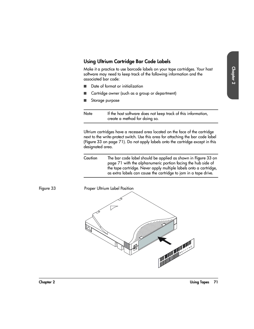 HP 20-Feb manual Using Ultrium Cartridge Bar Code Labels 