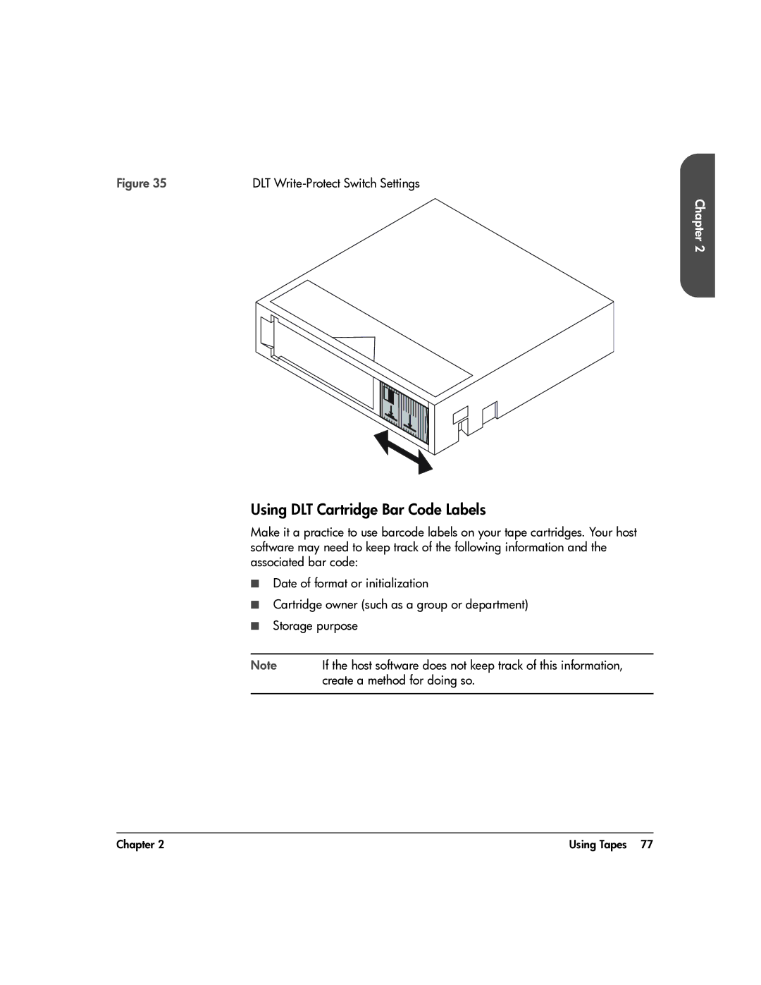 HP 20-Feb manual Using DLT Cartridge Bar Code Labels 