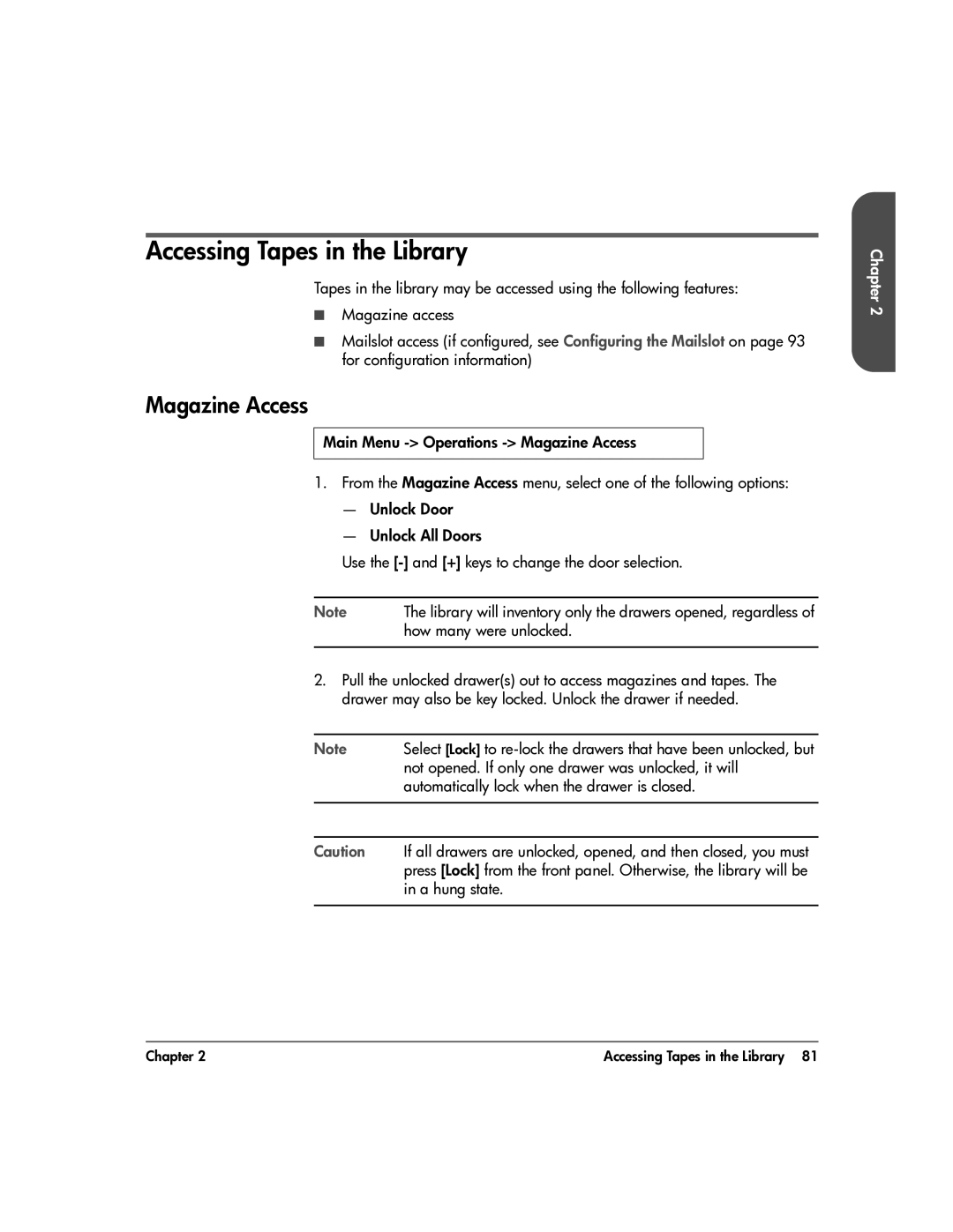 HP 20-Feb manual Accessing Tapes in the Library, Magazine Access 