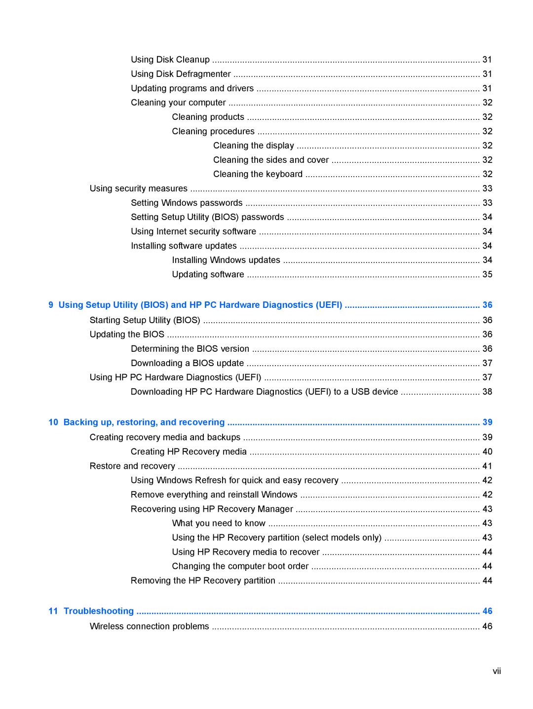 HP 20-k120us Mobile, 20-k127cl Mobile, 20-k014us Mobile, 20-k121us Mobile, 20-k014ca Mobile Wireless connection problems Vii 