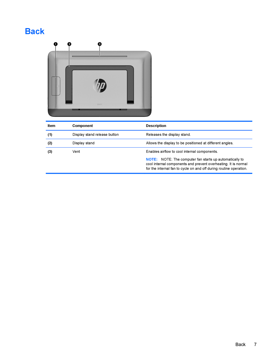 HP 20-k127cl Mobile, 20-k120us Mobile, 20-k121us Mobile, 20-k014ca Mobile, 20-k214 Mobile manual Back 