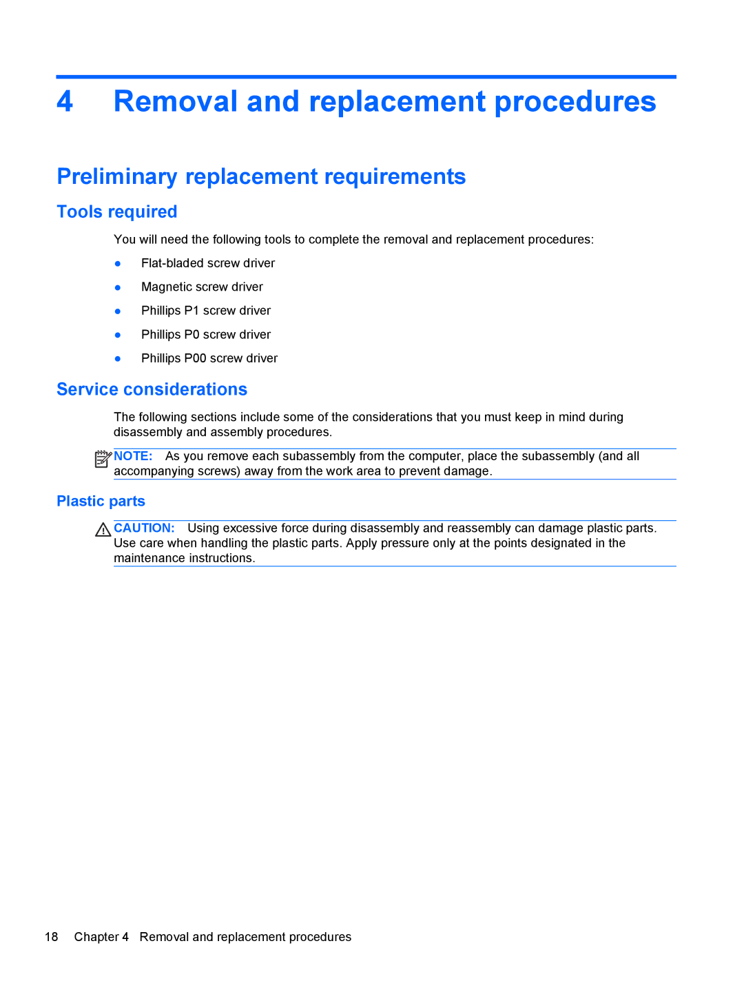 HP 20-k120us Mobile manual Removal and replacement procedures, Preliminary replacement requirements, Tools required 