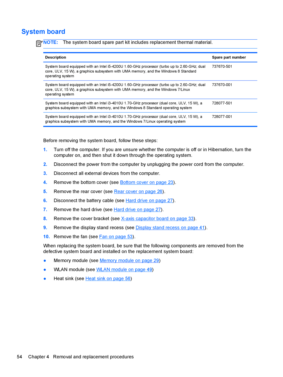 HP 20-k121us Mobile, 20-k127cl Mobile, 20-k120us Mobile, 20-k014ca Mobile, 20-k214 Mobile manual System board 