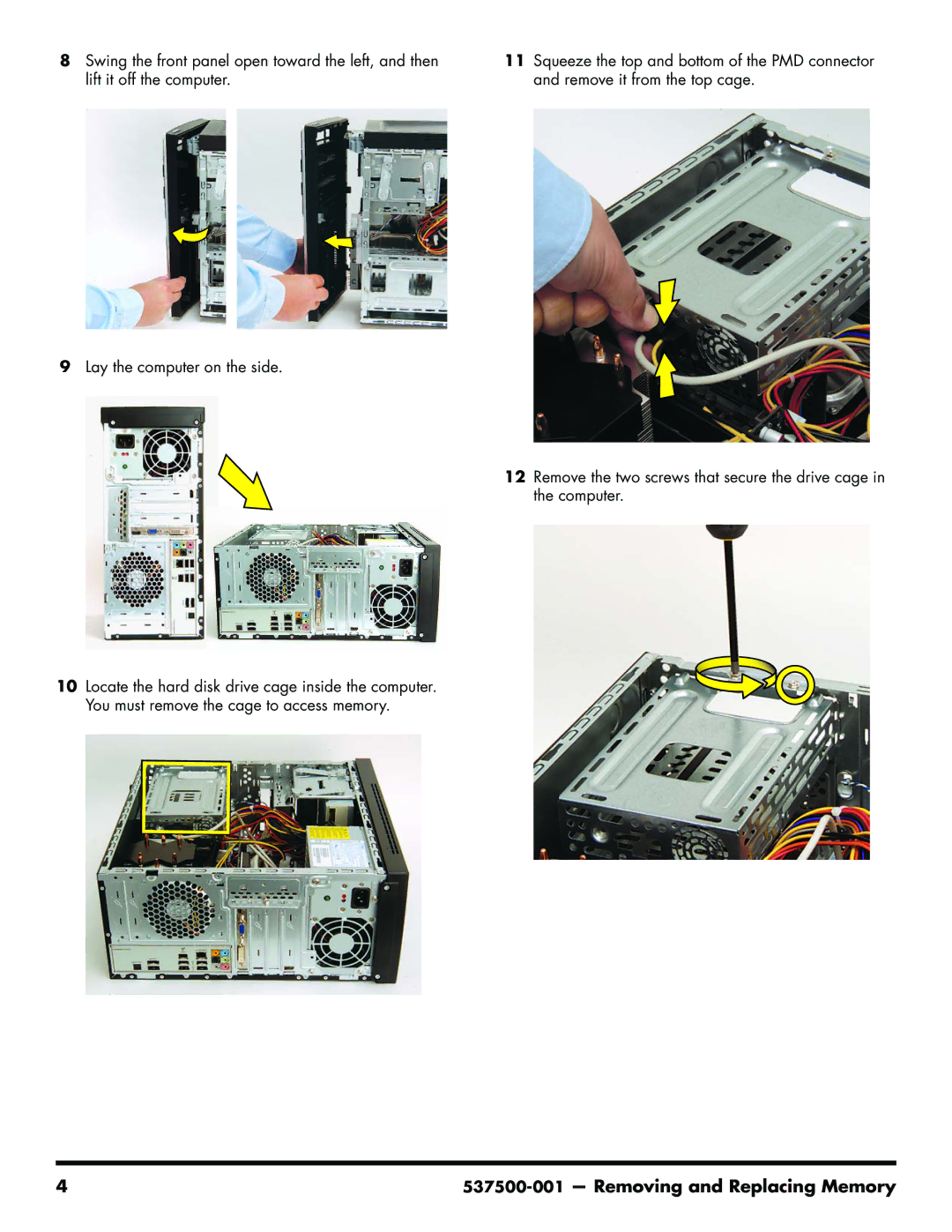 HP 200-5110 manual Removing and Replacing Memory 