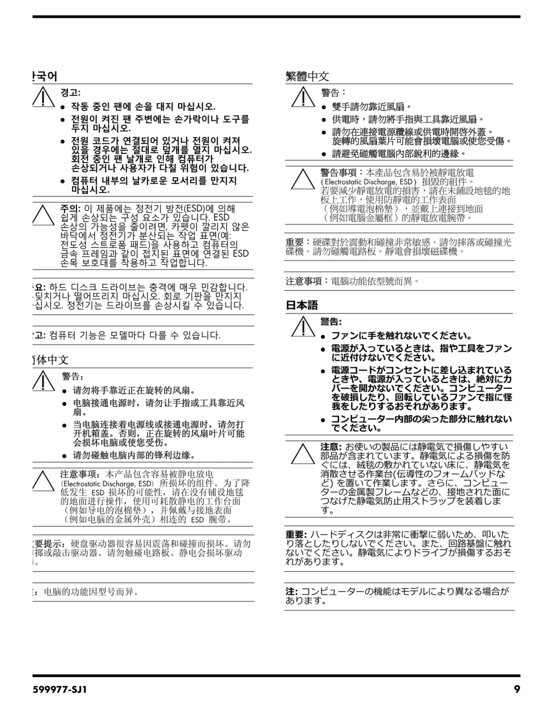 HP 200-5020jp, 200-5190jp, 200-5150jp, 200-5130jp, 200-5140in, 200-5140jp, 200-5120jp, 200-5070d, 200-5050jp, 200-5160a 599977-SJ1 