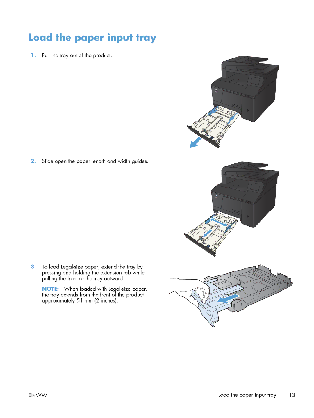 HP 200 color MFP M276nw manual Load the paper input tray 