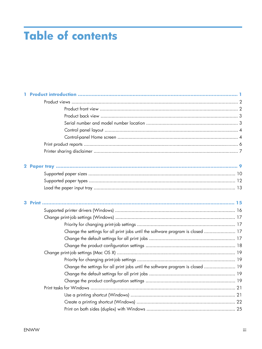 HP 200 color MFP M276nw manual Table of contents 