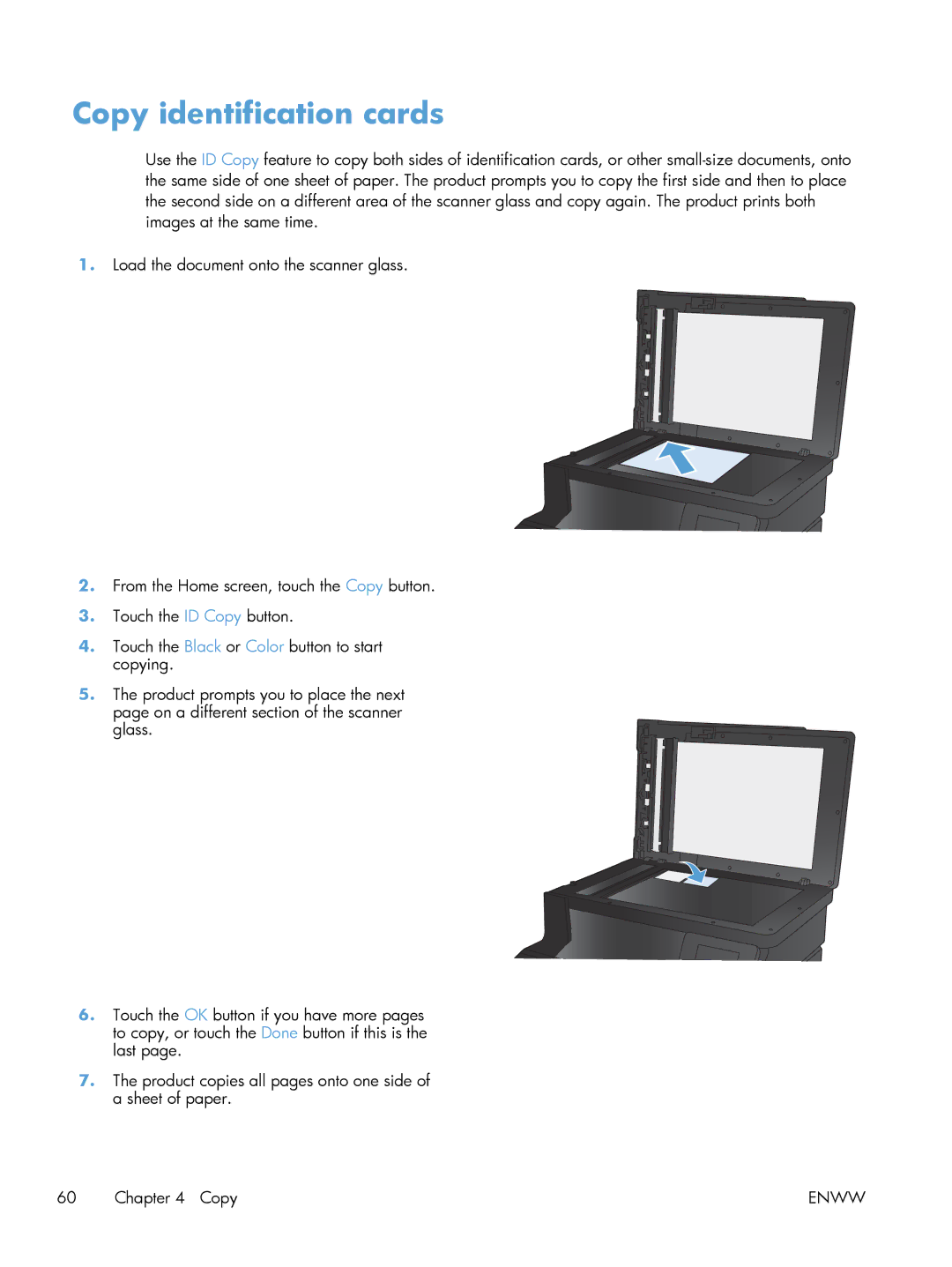 HP 200 color MFP M276nw manual Copy identification cards 