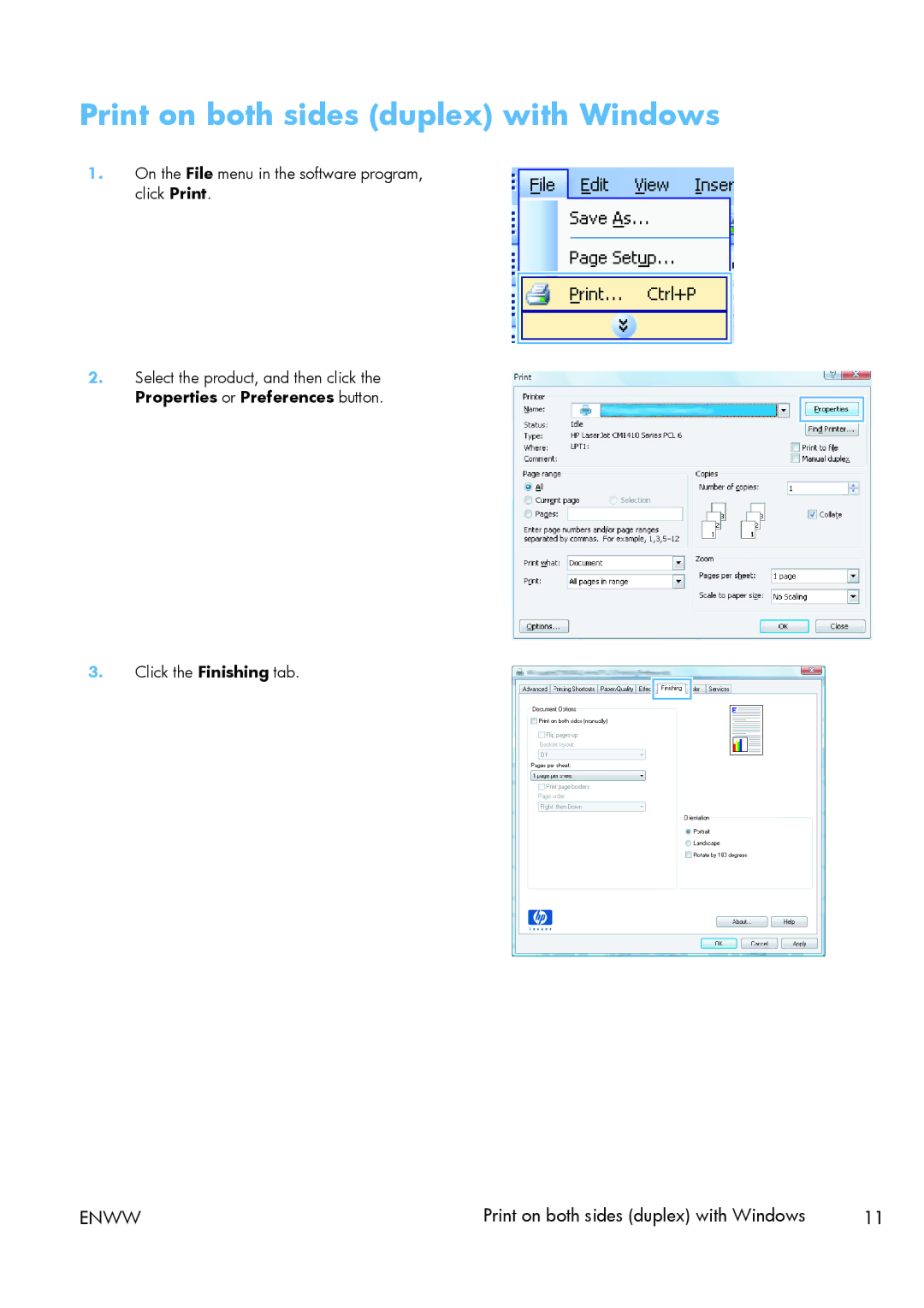 HP 200 color MFP M276nw manual Print on both sides duplex with Windows 