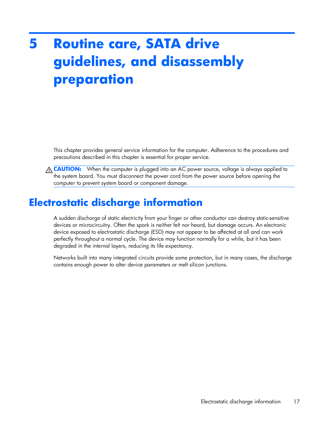 HP 200 G1 manual Electrostatic discharge information 