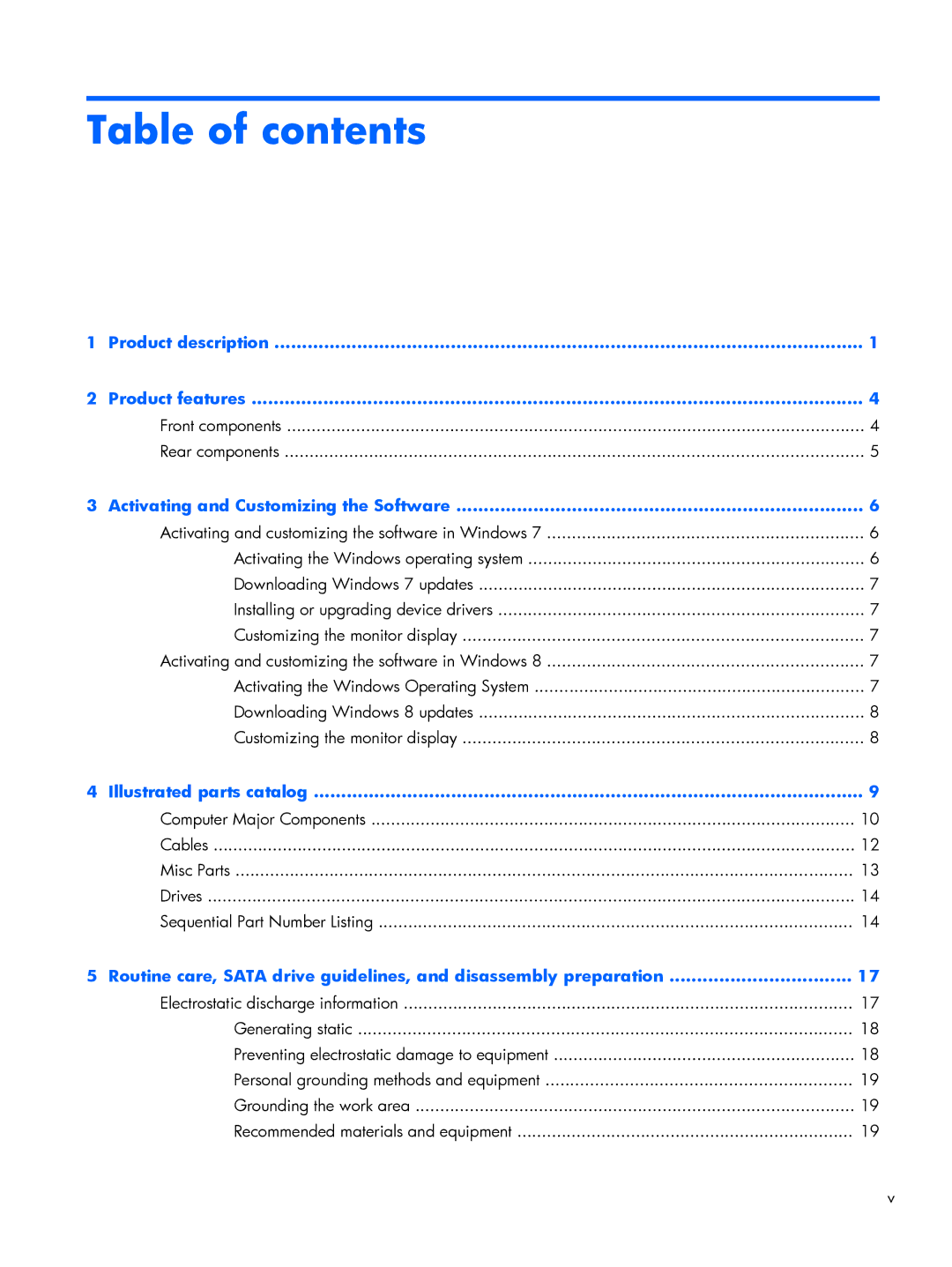 HP 200 G1 manual Table of contents 