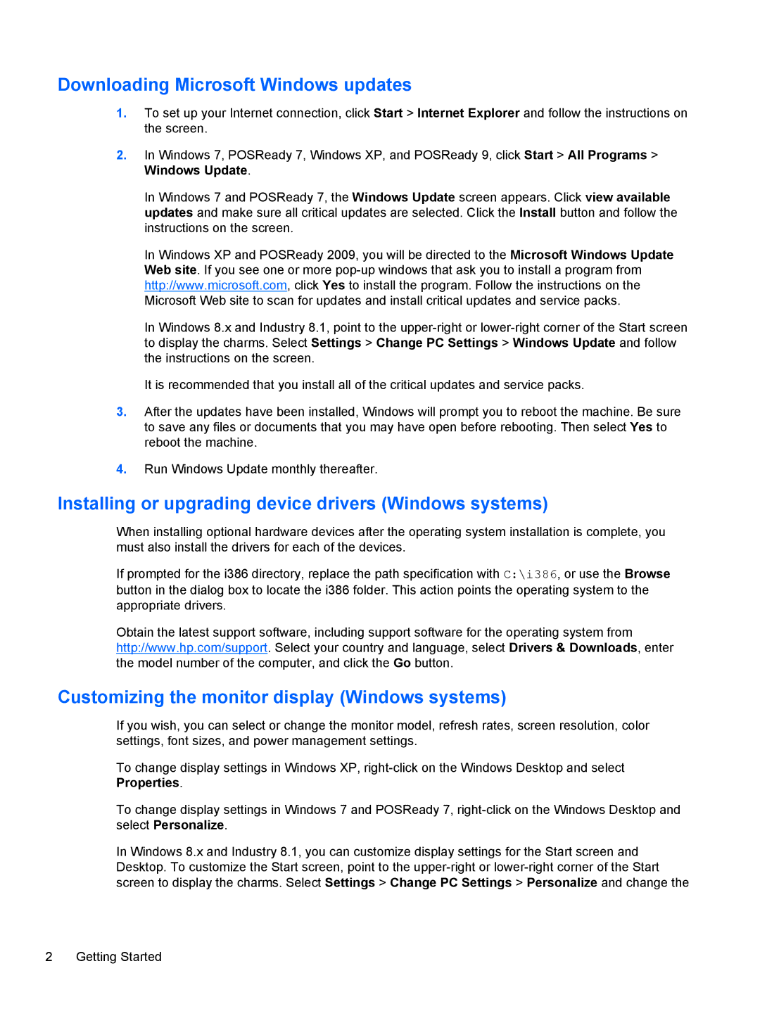 HP 2000 Base Model manual Downloading Microsoft Windows updates, Installing or upgrading device drivers Windows systems 