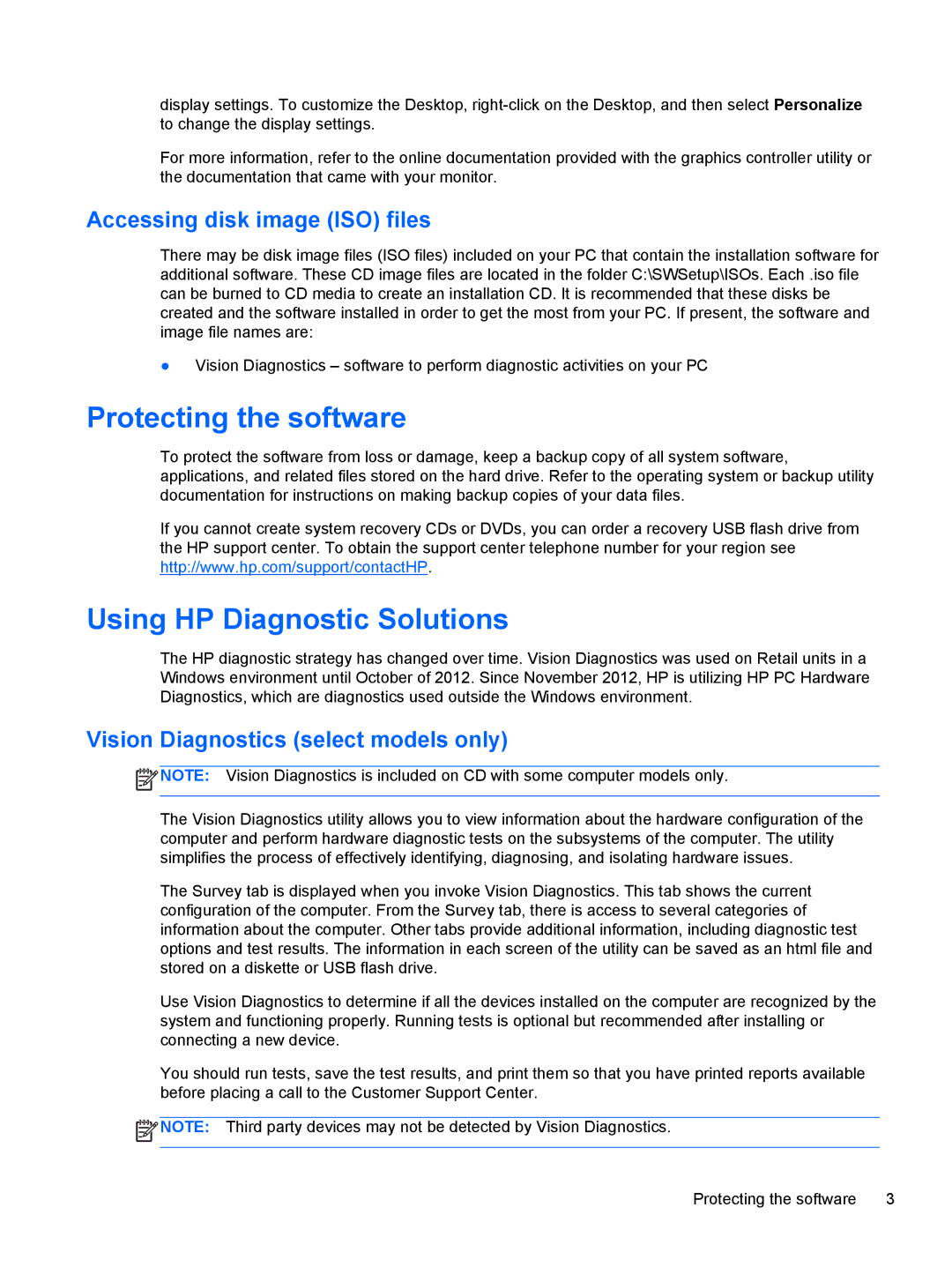 HP 2000 Base Model manual Protecting the software, Using HP Diagnostic Solutions, Accessing disk image ISO files 