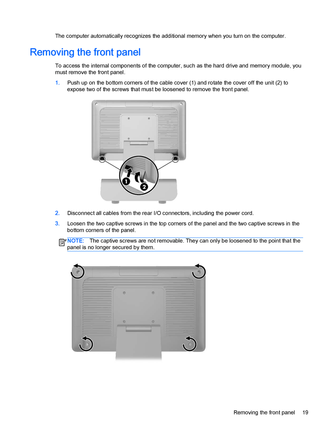 HP 2000 Base Model manual Removing the front panel 