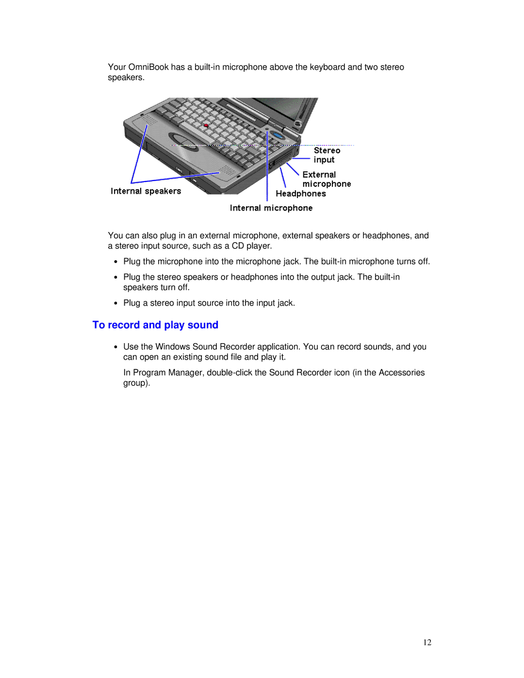 HP 2000/5700 manual To record and play sound 