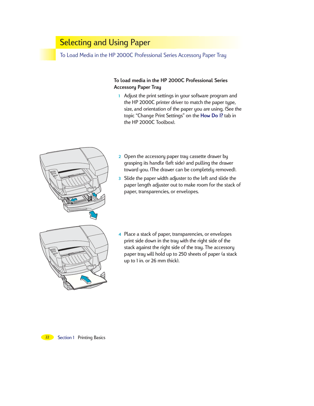 HP 2000C manual Selecting and Using Paper 