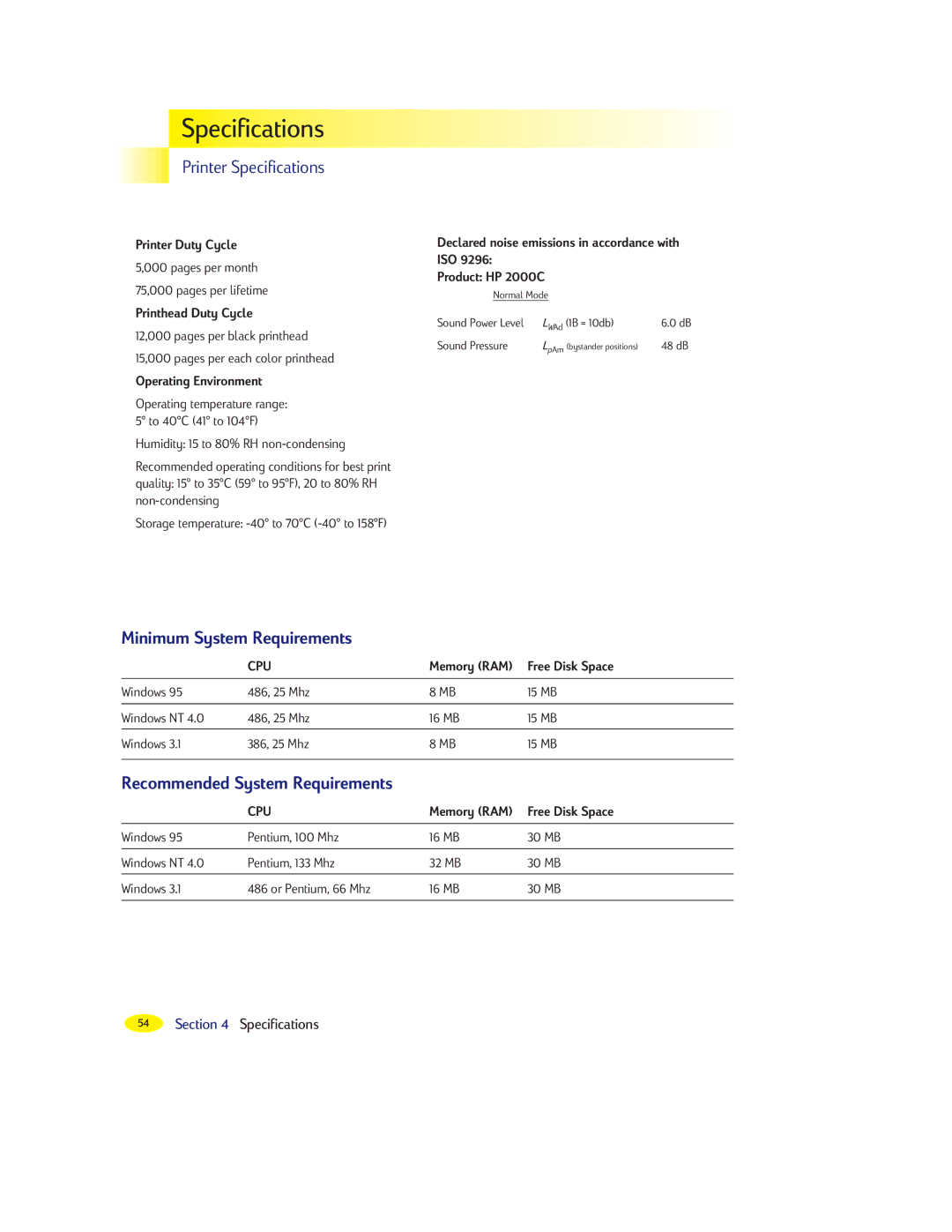 HP 2000C manual Minimum System Requirements, Recommended System Requirements 