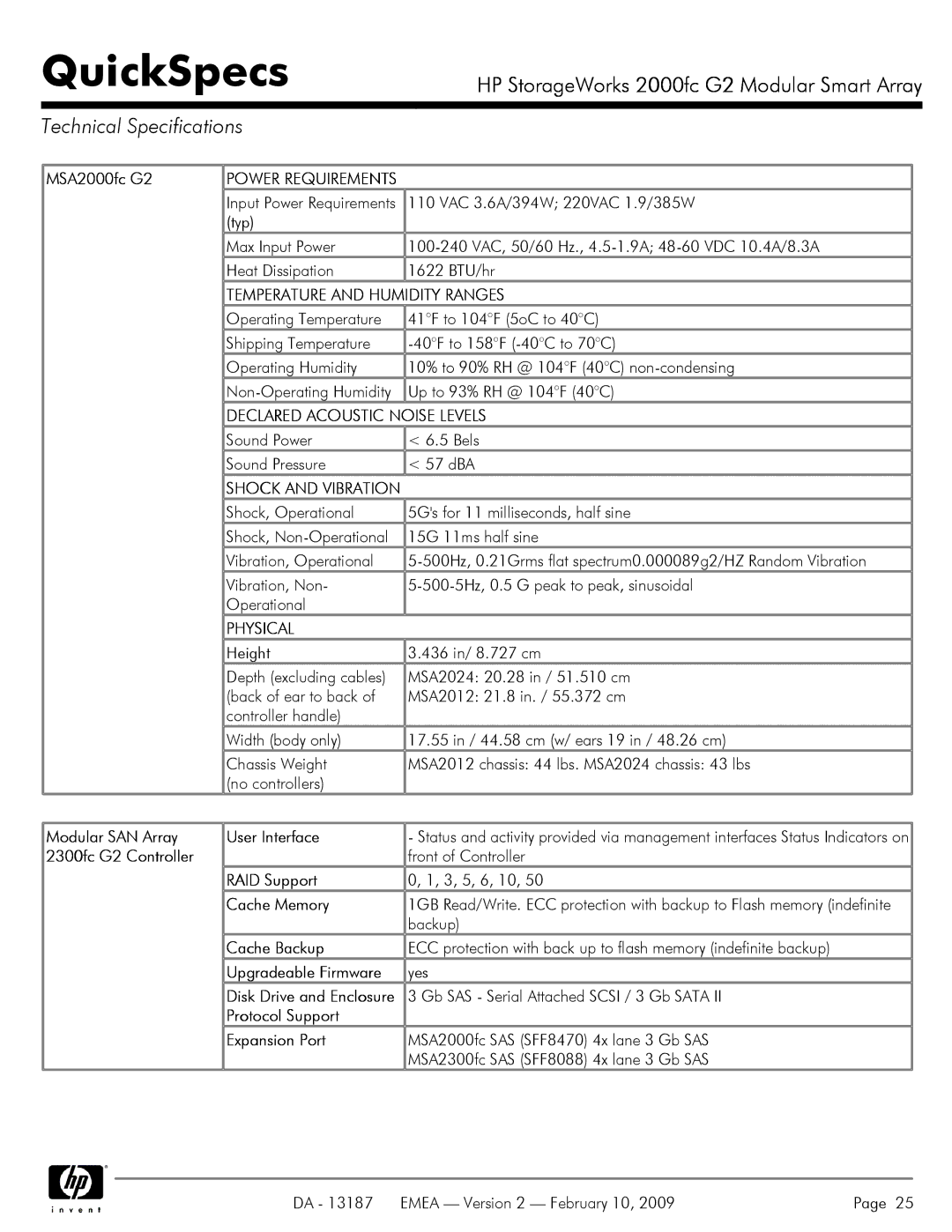 HP 2000fc manual Technical Specifications 