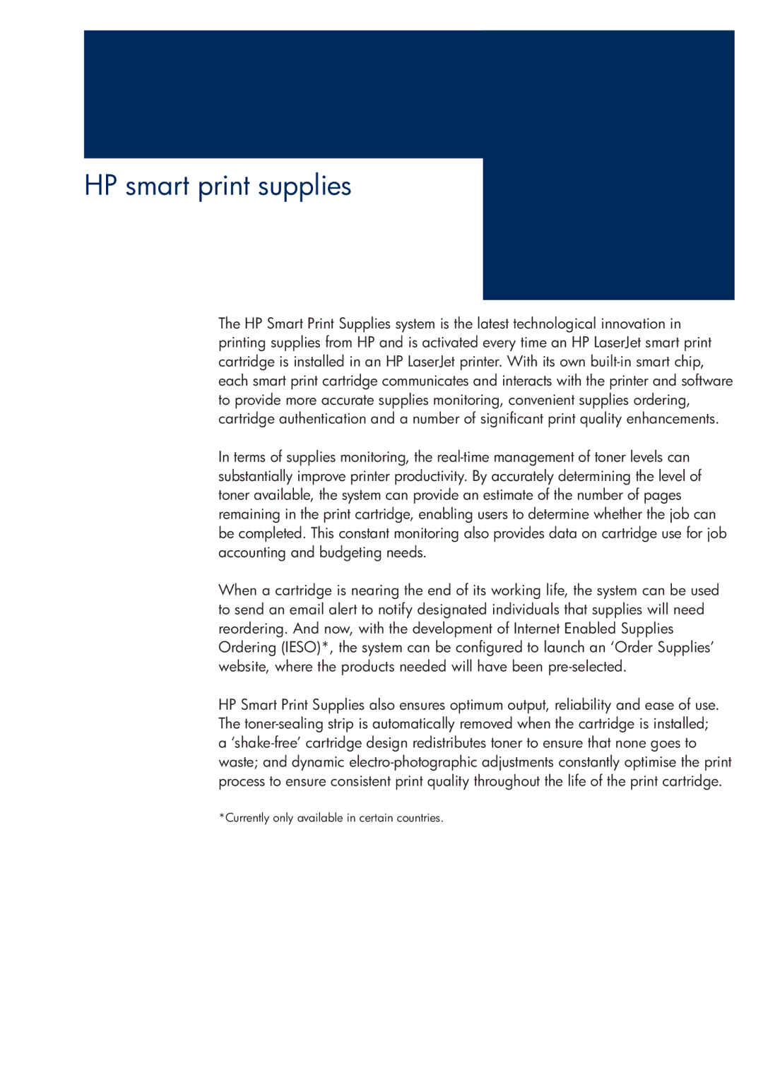 HP 200T manual HP smart print supplies 