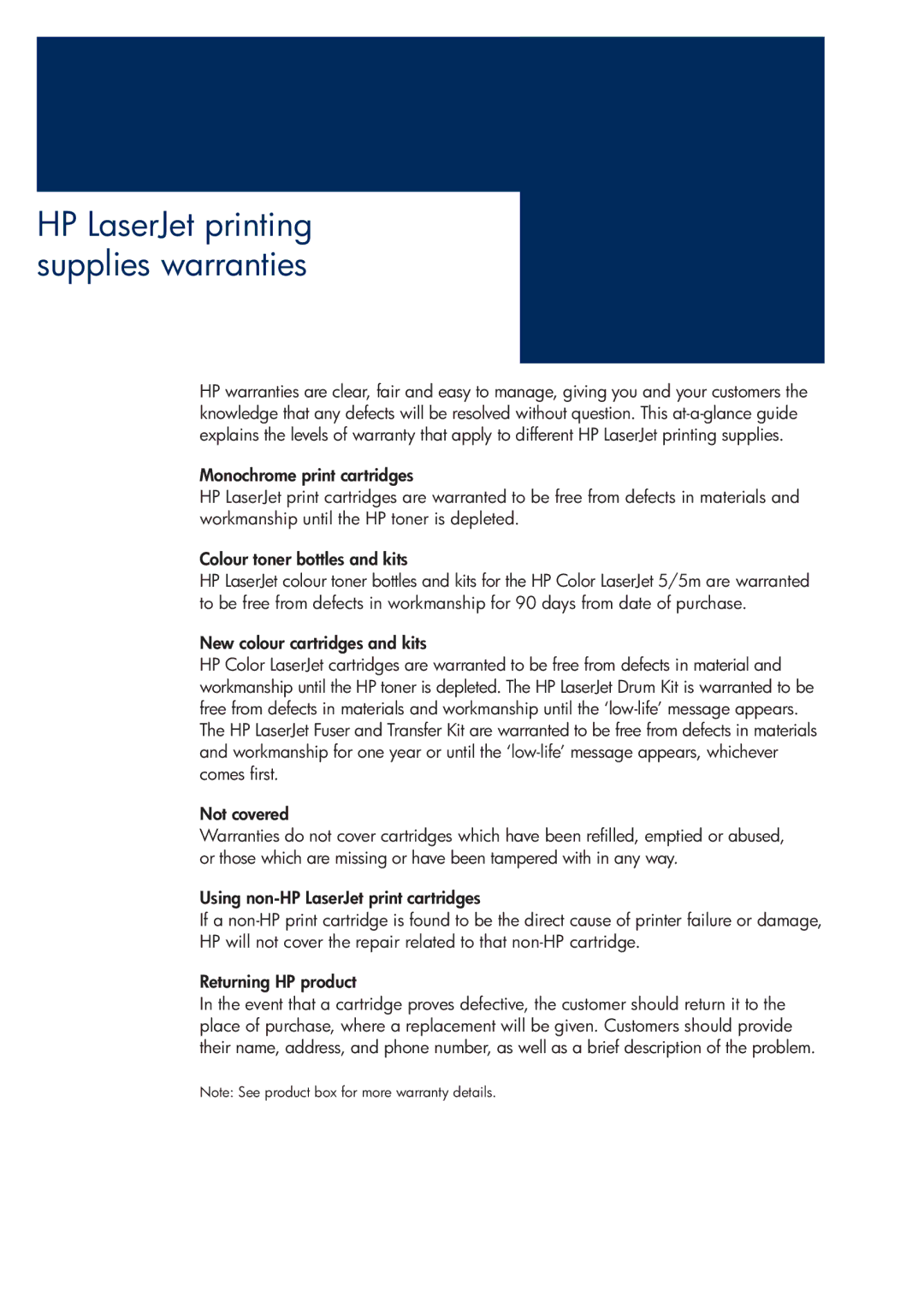 HP 200T manual HP LaserJet printing supplies warranties 