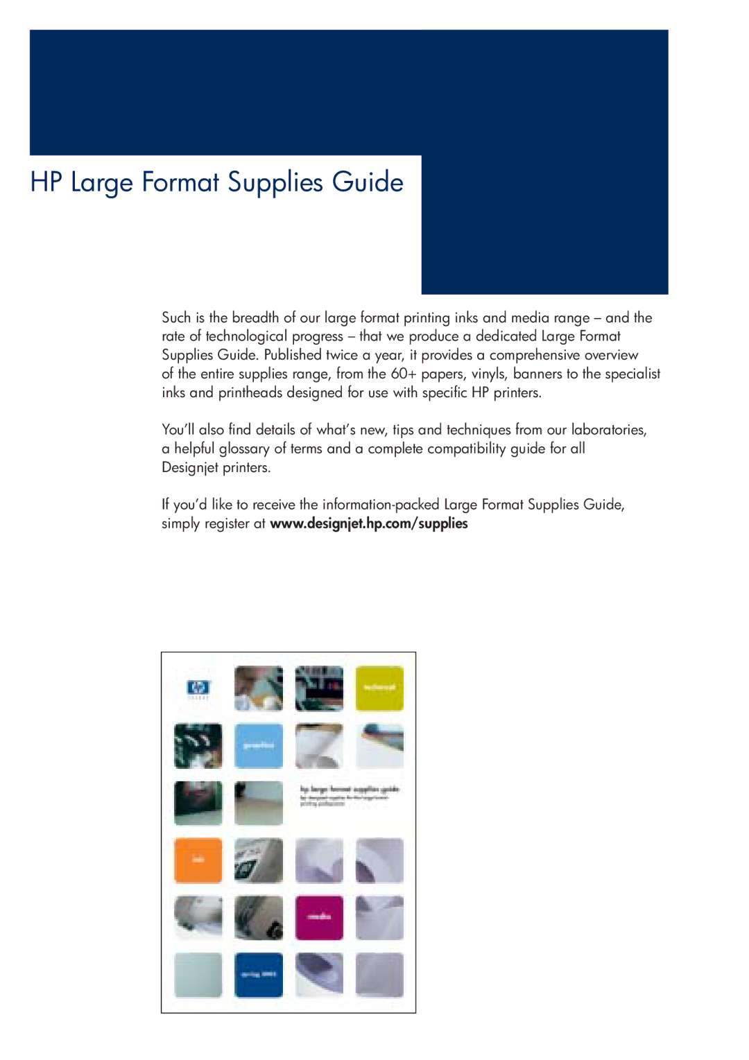 HP 200T manual HP Large Format Supplies Guide 