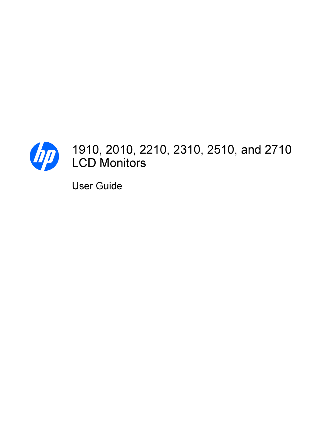 HP manual 1910, 2010, 2210, 2310, 2510, and 2710 LCD Monitors 