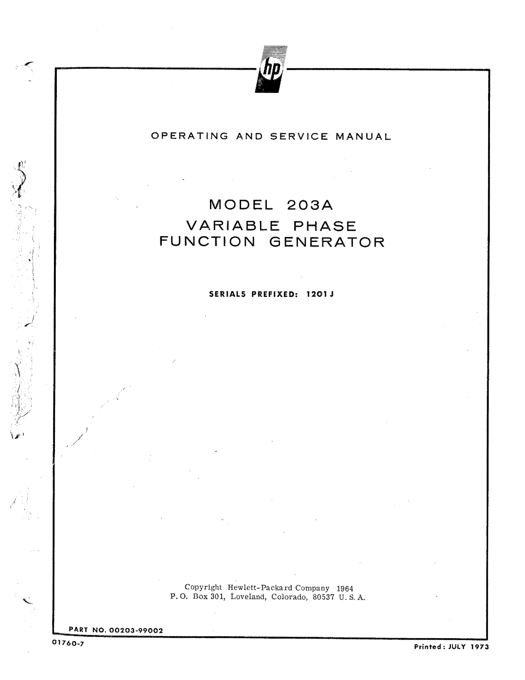 HP 203A manual 