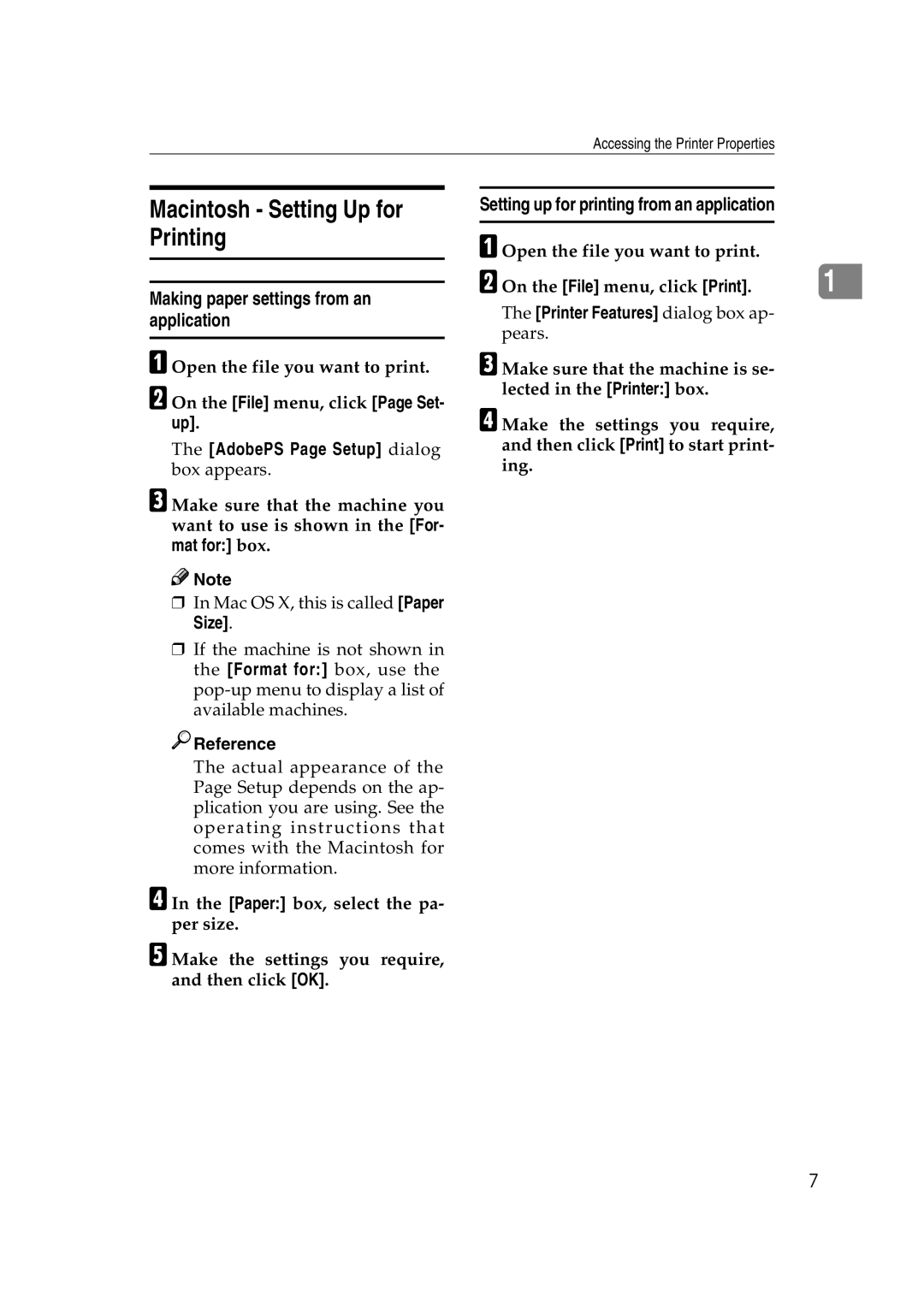 HP 2045 manual Macintosh Setting Up for Printing, Making paper settings from an application 