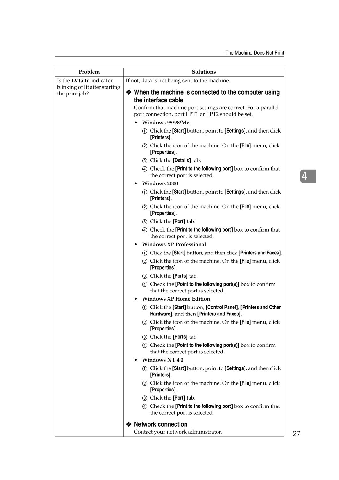 HP 2045 manual Interface cable, Network connection 