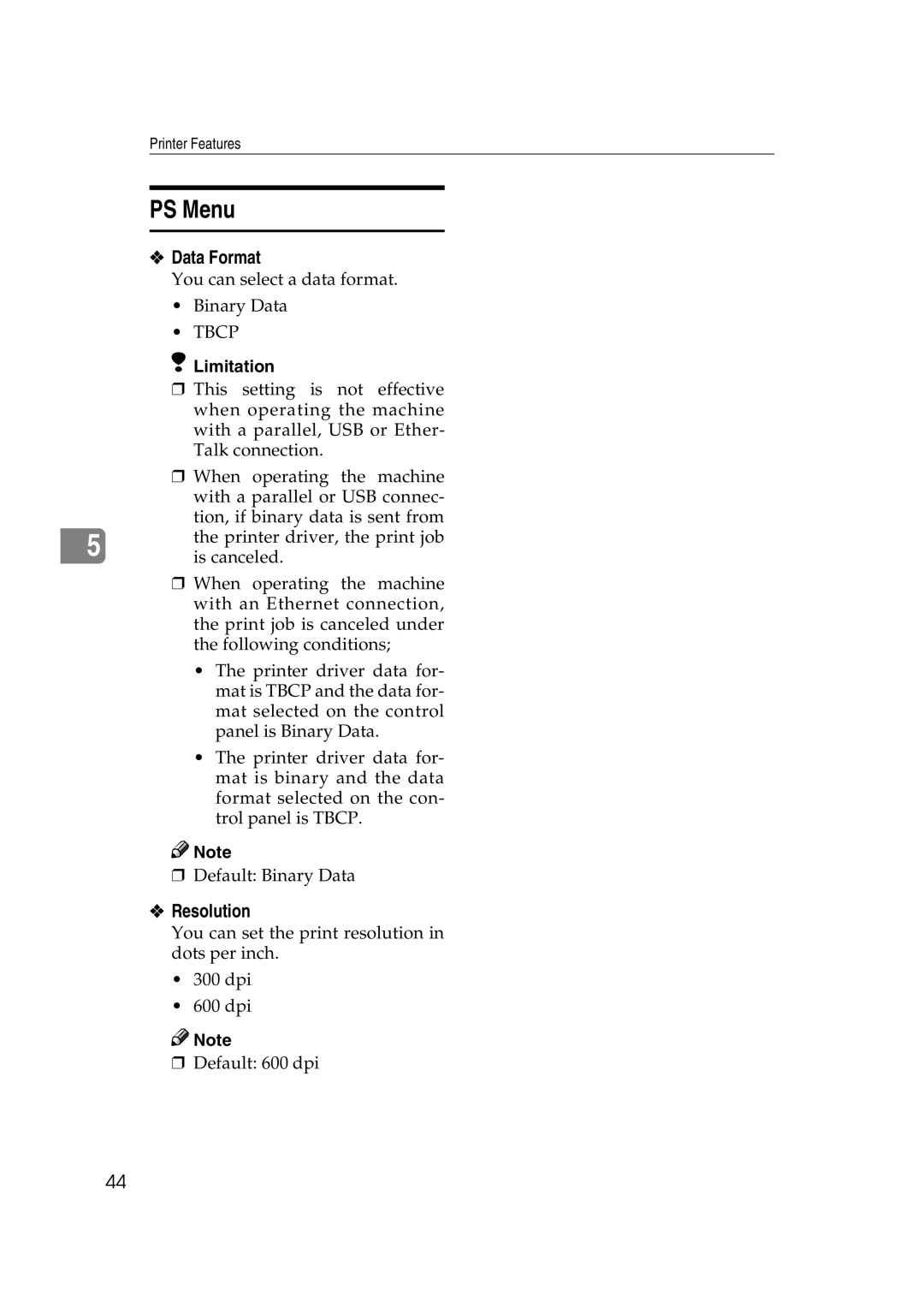 HP 2045 manual PS Menu, Data Format 