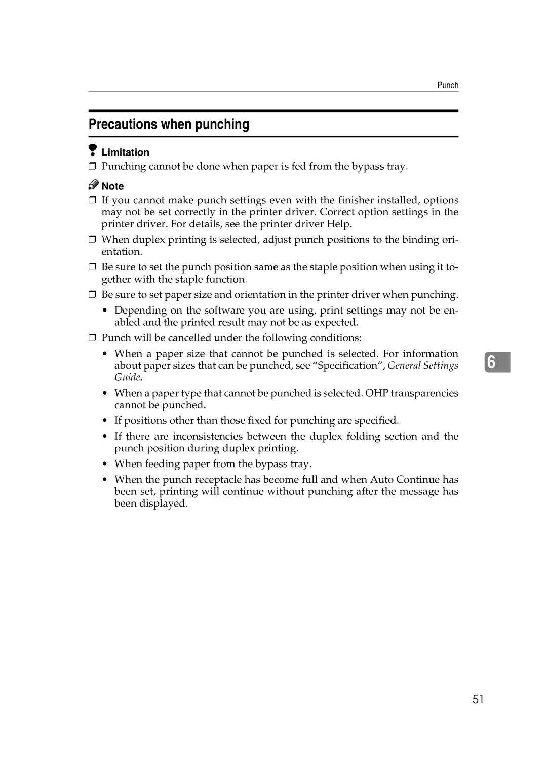 HP 2045 manual Precautions when punching, Guide 