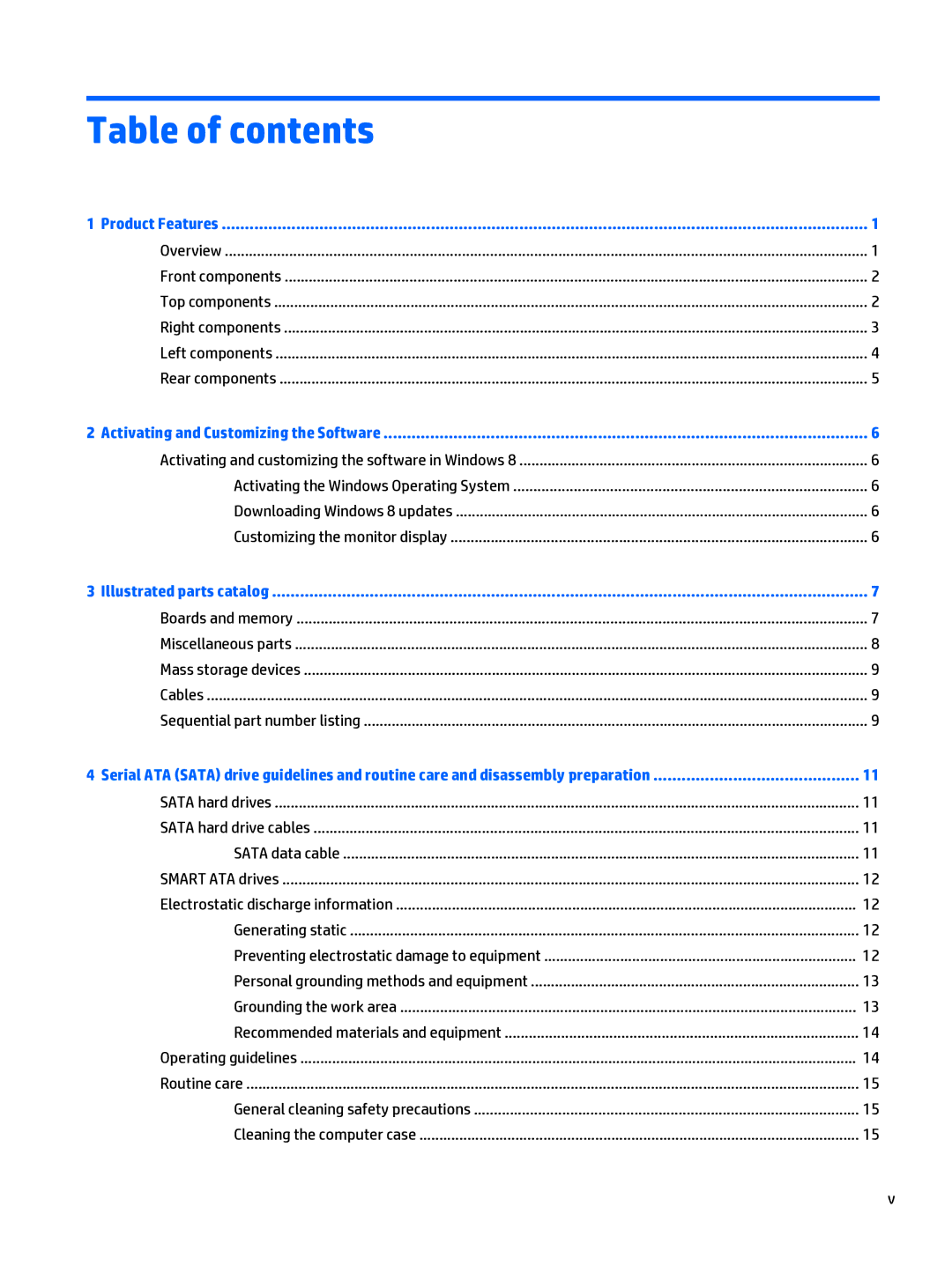 HP 205 G1 manual Table of contents 