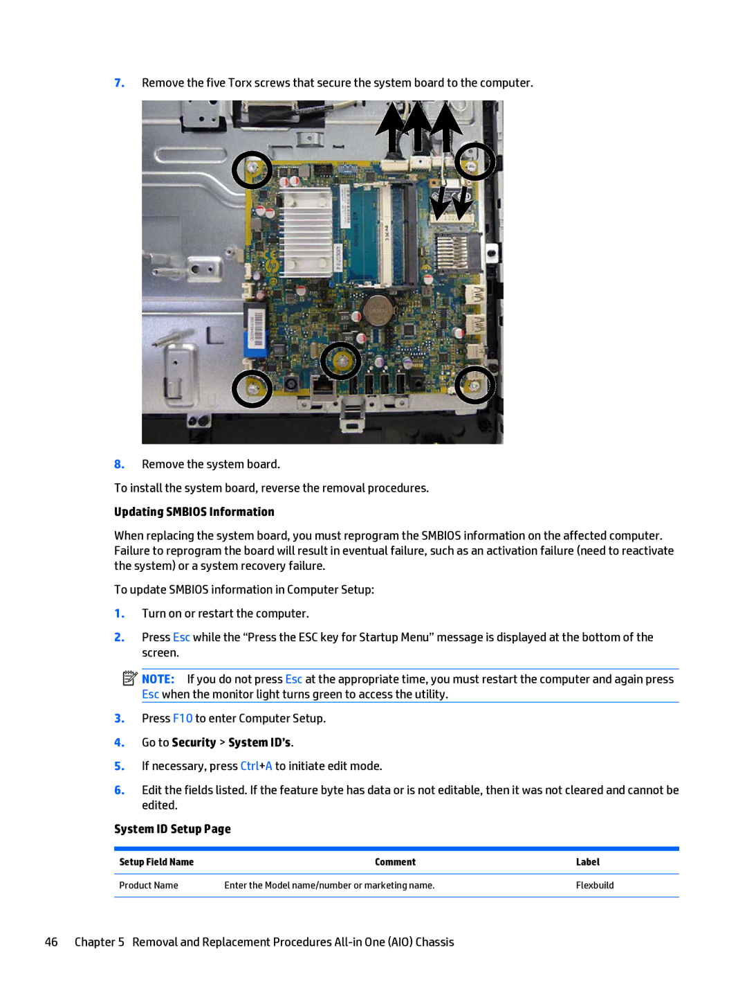 HP 205 G1 manual Updating Smbios Information 