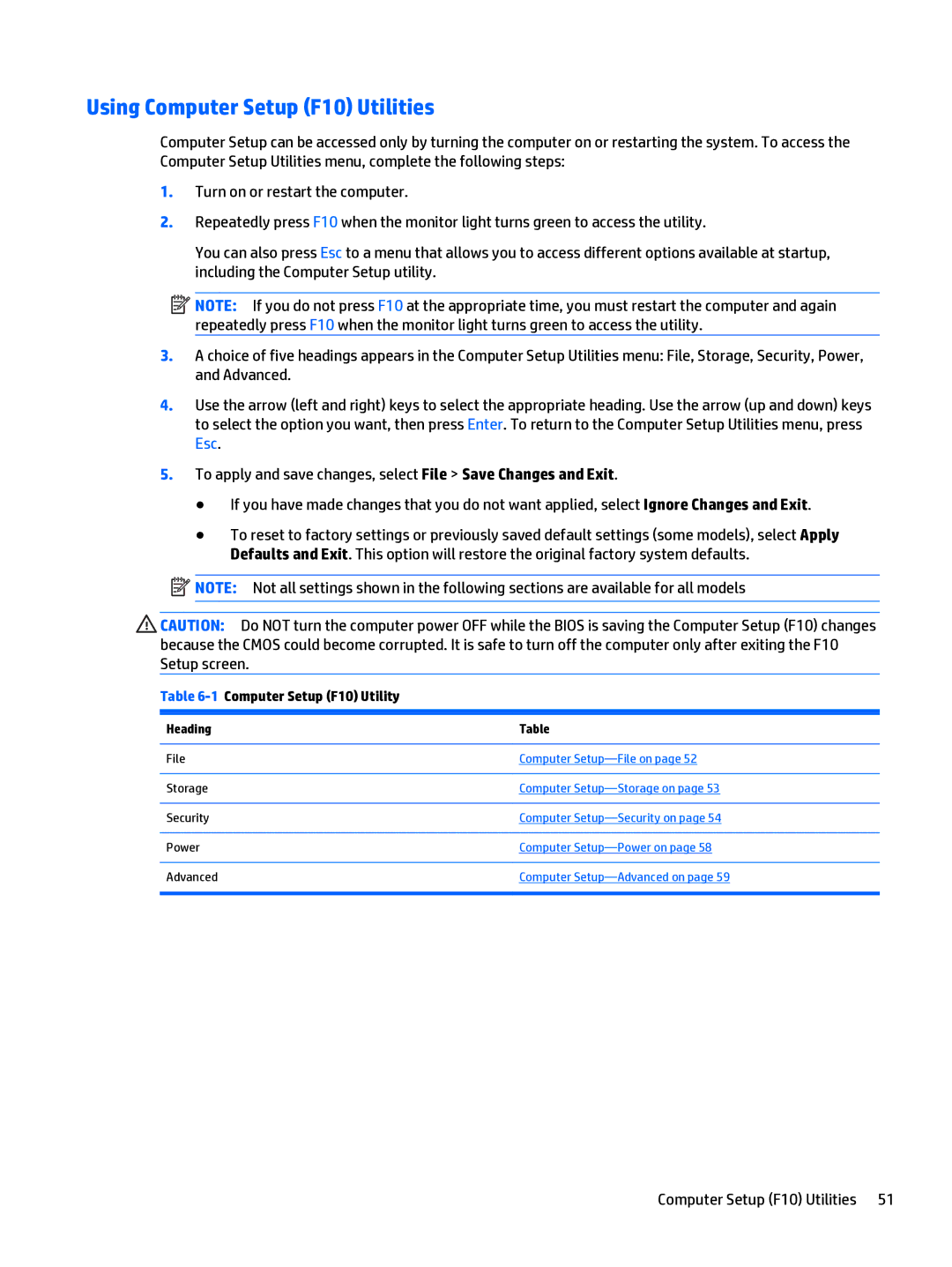 HP 205 G1 manual Using Computer Setup F10 Utilities, 1Computer Setup F10 Utility 