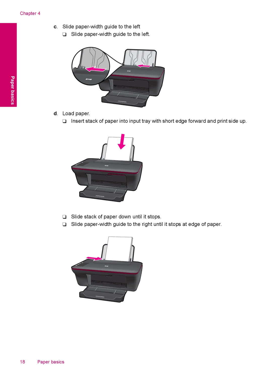 HP 2050 - J510a manual Slide paper-width guide to the left 