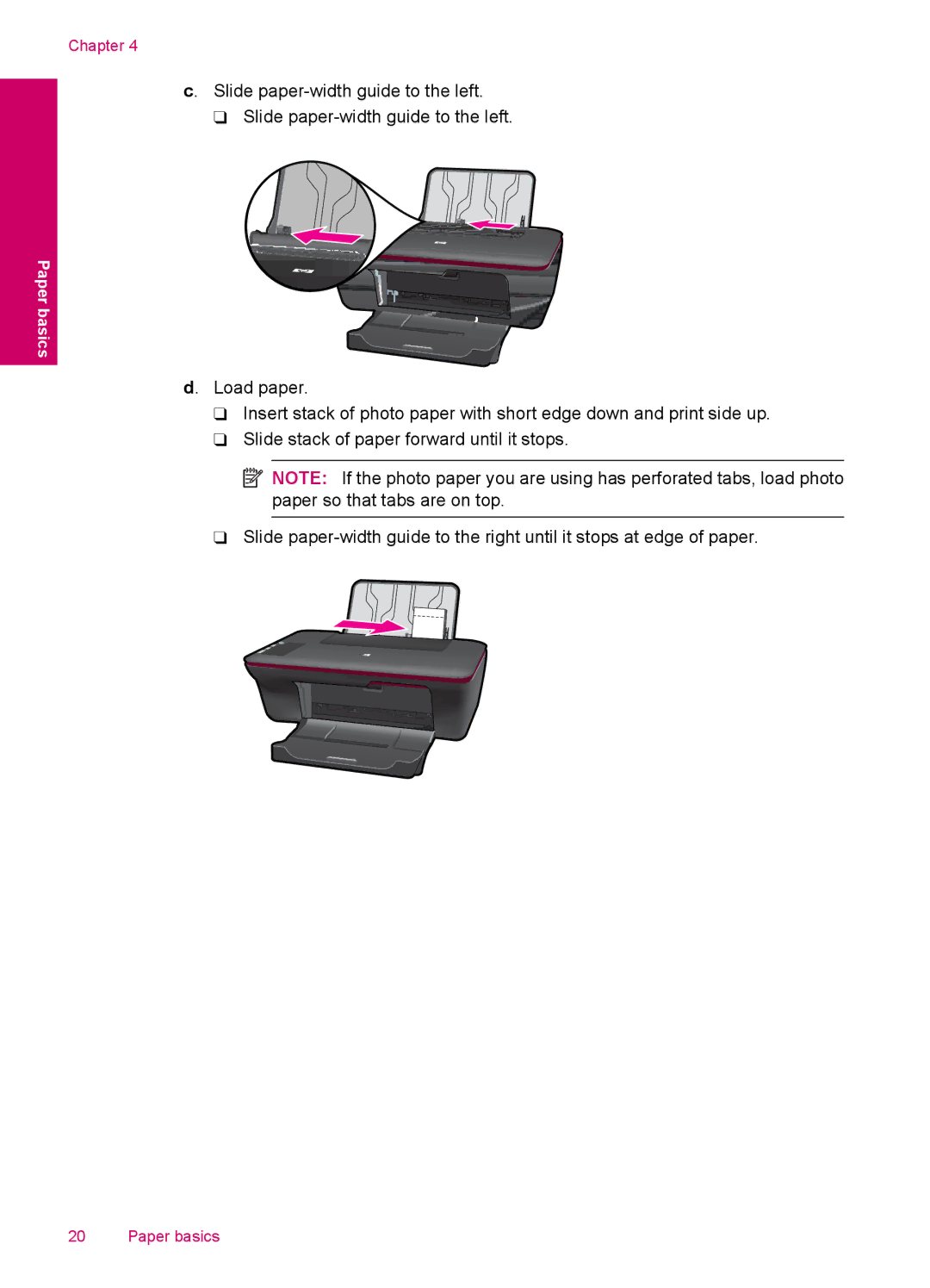 HP 2050 - J510a manual Slide paper-width guide to the left 