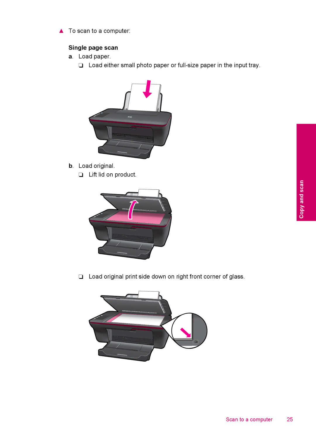 HP 2050 - J510a manual Single page scan a. Load paper 