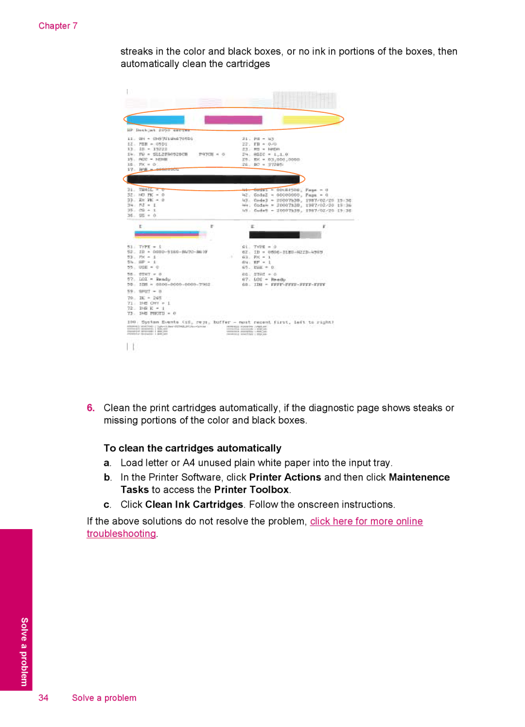 HP 2050 - J510a manual To clean the cartridges automatically 