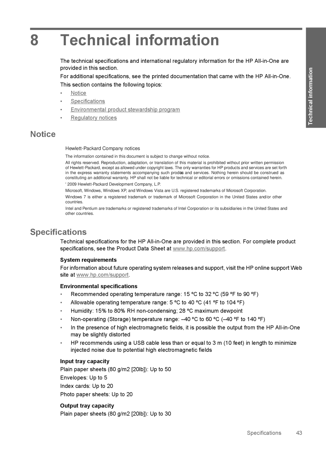 HP 2050 - J510a manual Technical information, Hewlett-Packard Company notices 