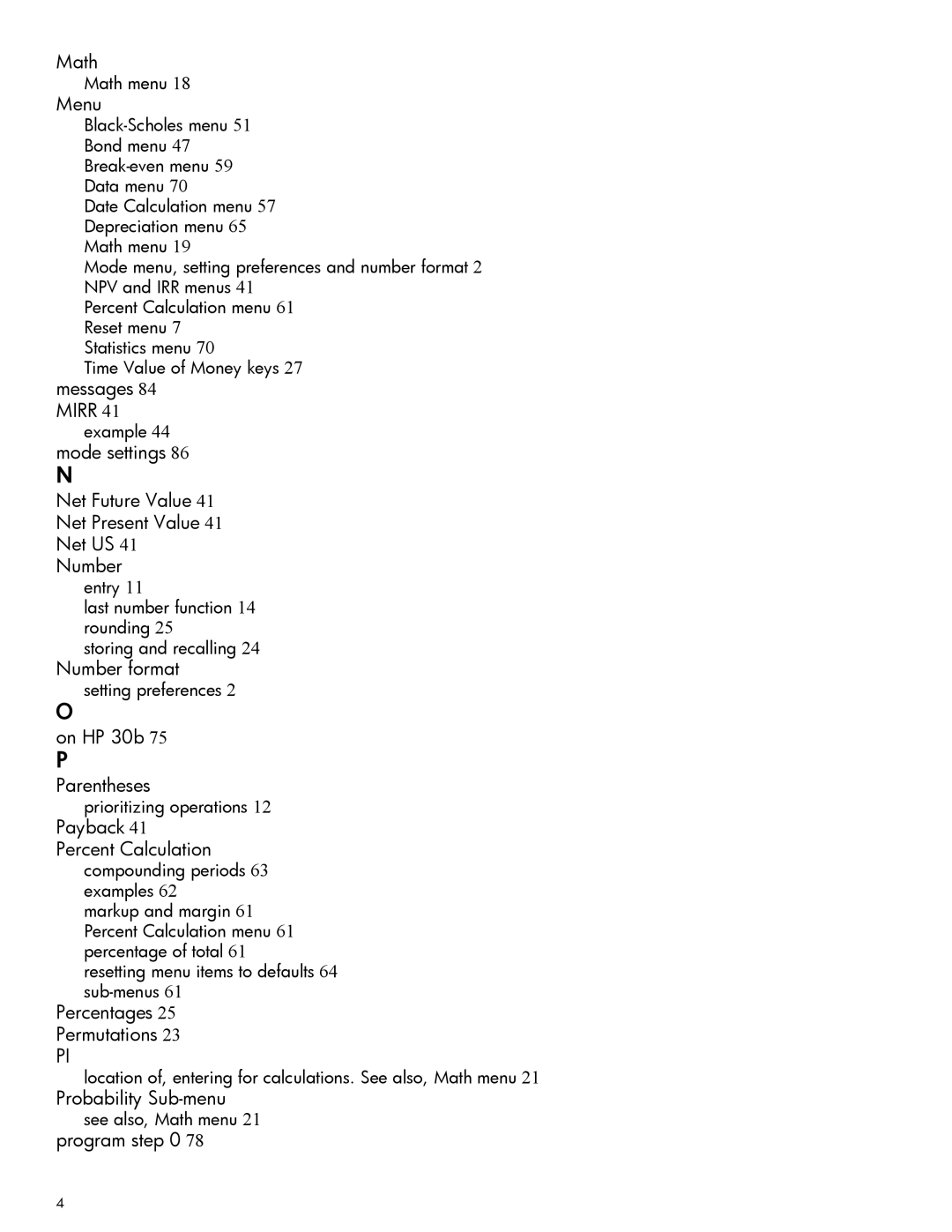 HP 20b Consultant Financial manual Math, On HP 30b Parentheses, Percent Calculation, Percentages Permutations, Program 