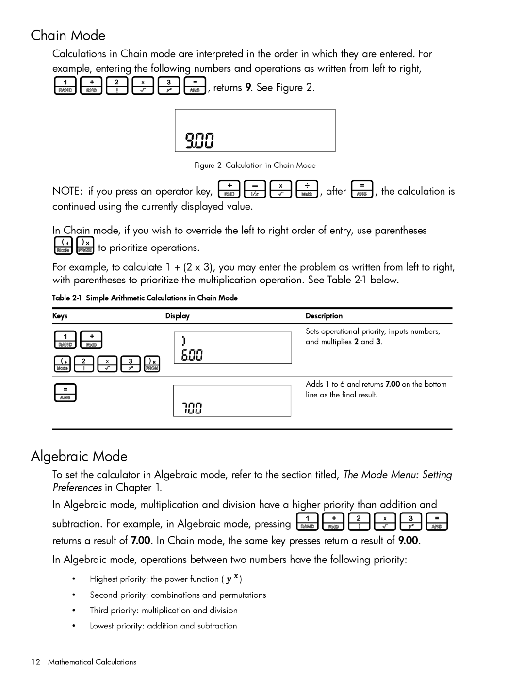 HP 20b Consultant Financial, 30b Professional manual Chain Mode, Algebraic Mode 