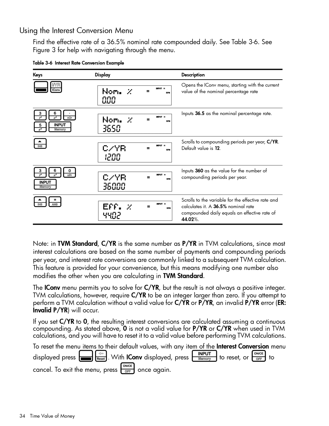 HP 20b Consultant Financial, 30b Professional manual 360, Using the Interest Conversion Menu 