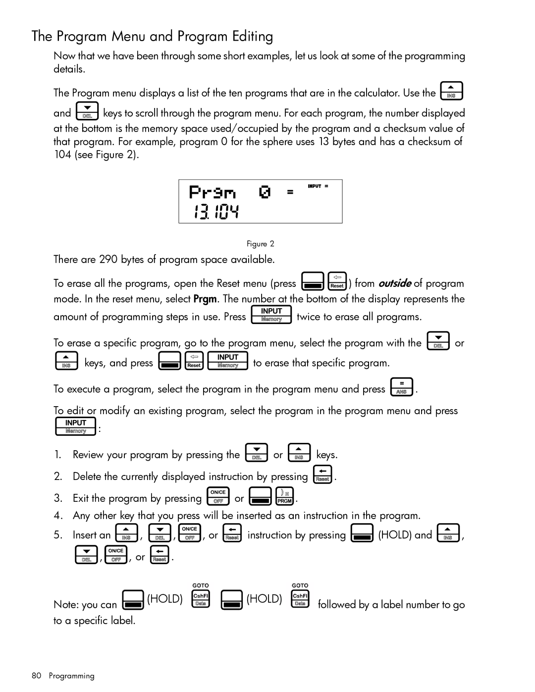 HP 20b Consultant Financial manual Program Menu and Program Editing, Followed by a label number to go, To a specific label 